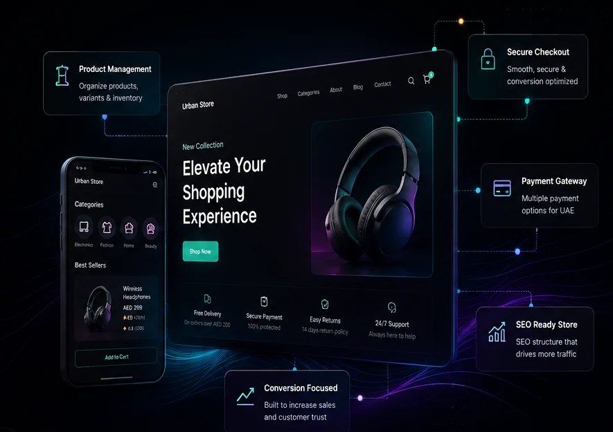 Shopify, WooCommerce & Magento Development Dubai visual preview